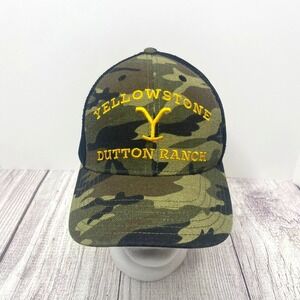 Yellowstone TV Show Logo Dutton Ranch Licensed Trucker Camo Adjustable Hat